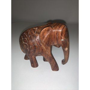 Vintage Wooden Elephant Carving Statue- 4.5 Inches Tall